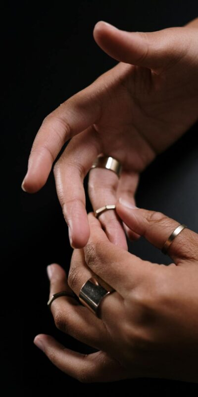 Woman Hands with Elegant Rings